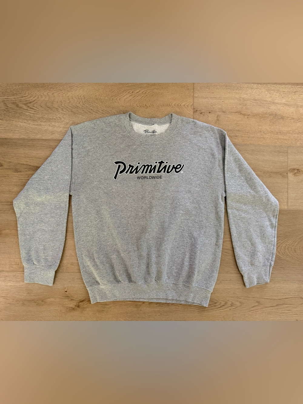 Primitive Worldwide Logo Crewneck Sweatshirt Size M Heather Gray Streetwear